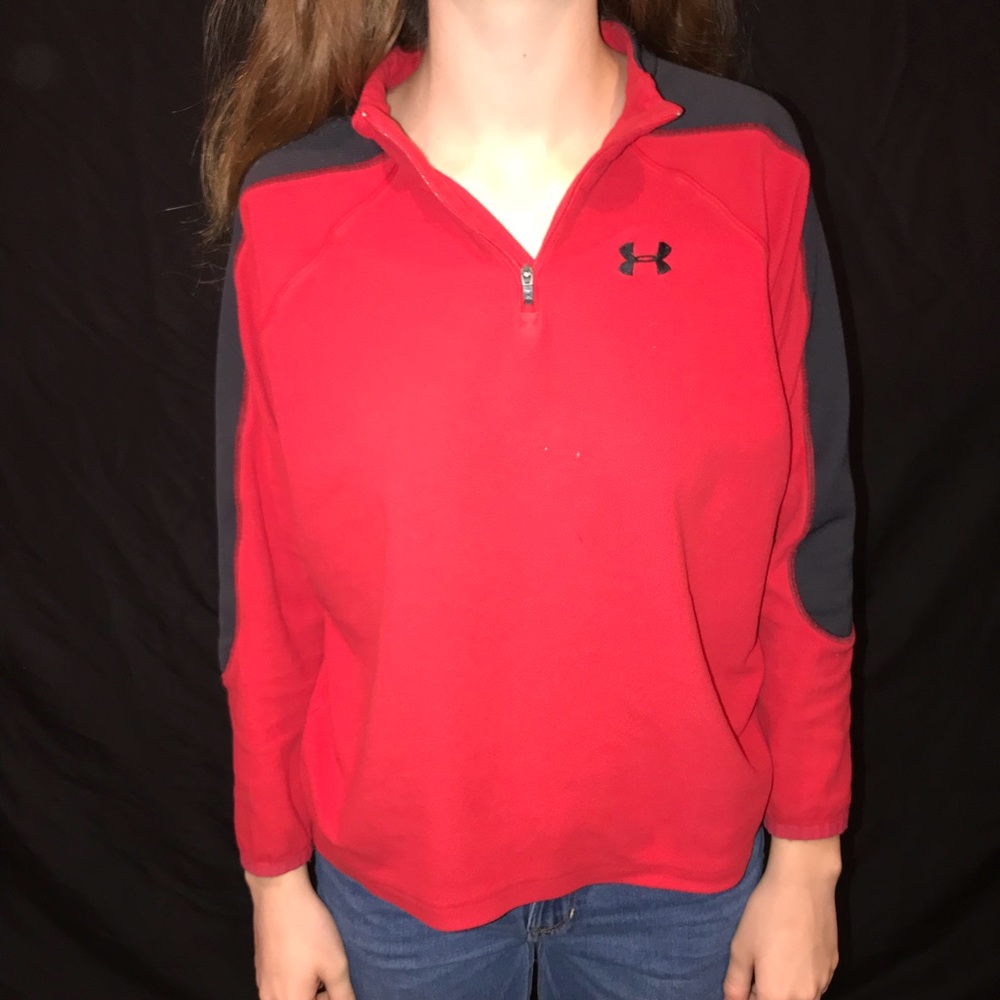Under Armor red long sleeve 1/4 zip fleece